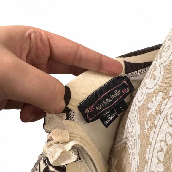 Y2K Floral Halter Dress Brown White Boho Print Summer Party Midi Size 7 - Picture 7 of 8